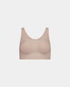 Comfit Collection Crop Top in LATTE. Flat lay front view