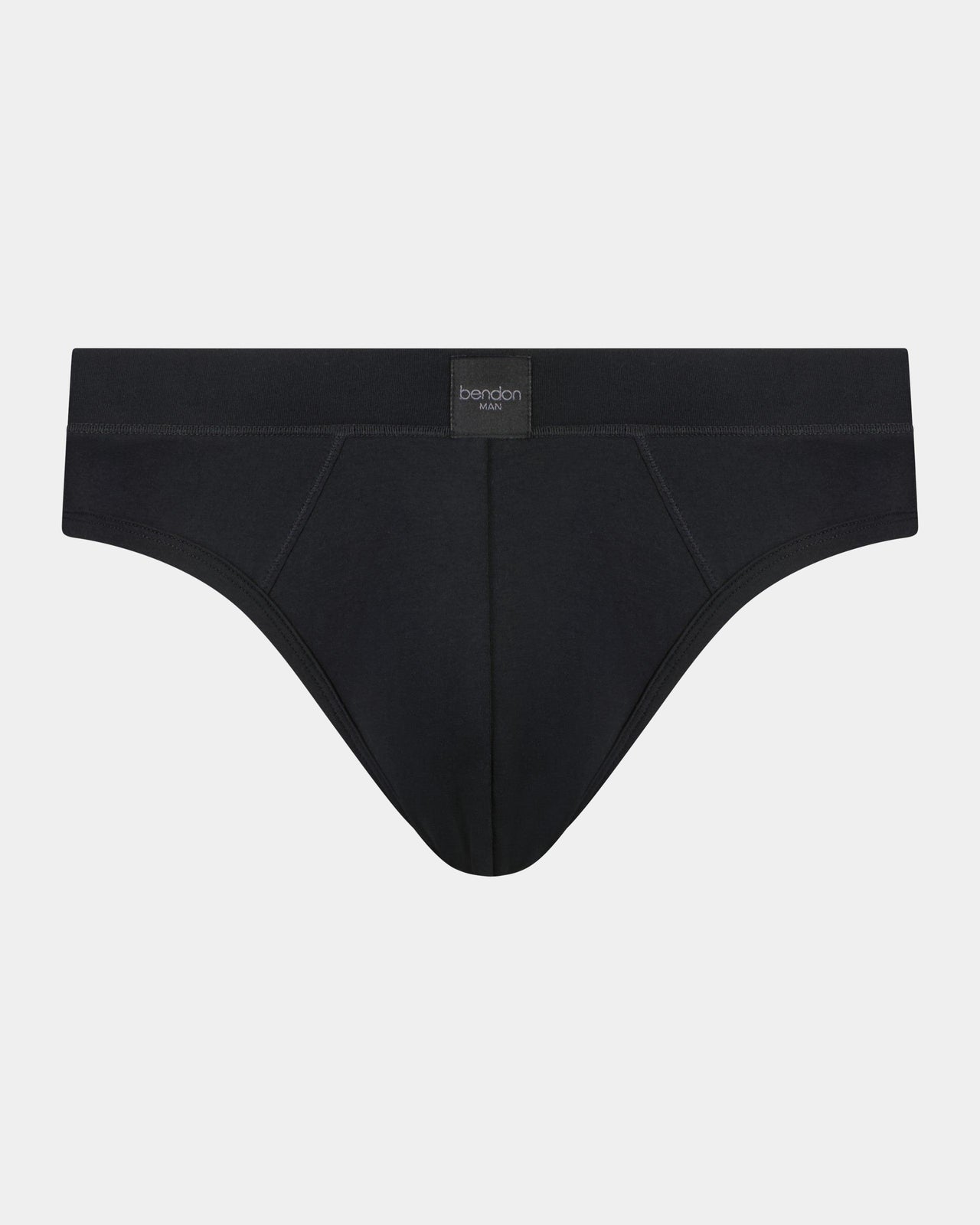 High Tech Cotton Mens Brief in BLACK. Flat lay front view