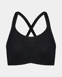 Power Underwire Bra in BLACK. Flat lay front view