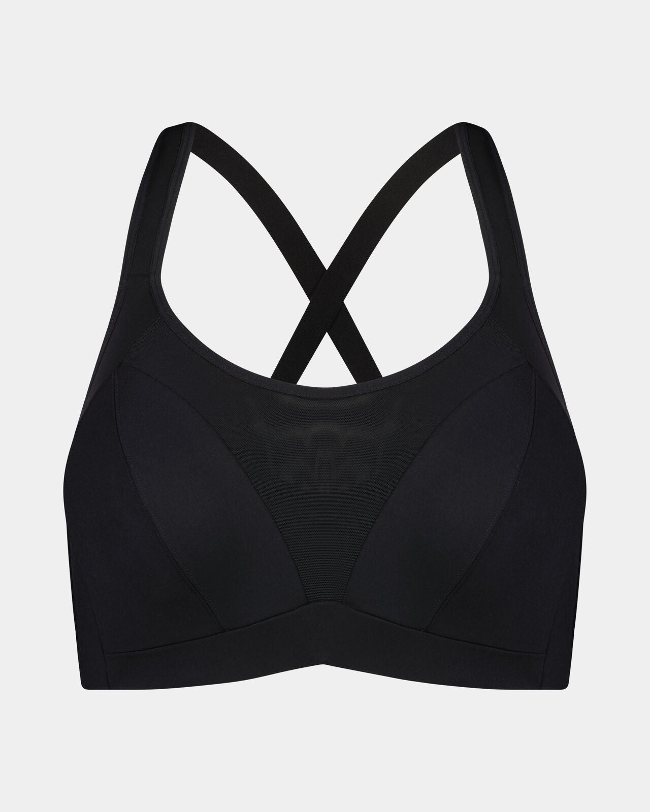 Power Underwire Bra in BLACK. Flat lay front view