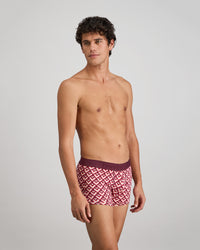 Retros Print Mens Trunk in ART TILE PRINT. Flat lay back view