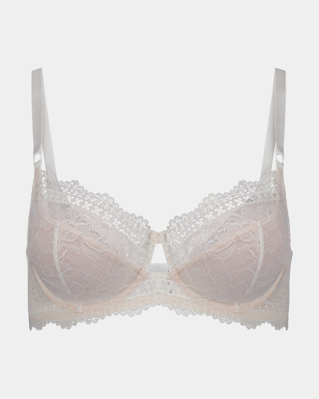 Only Mine Underwire Bra in WHITE. Flat lay front view