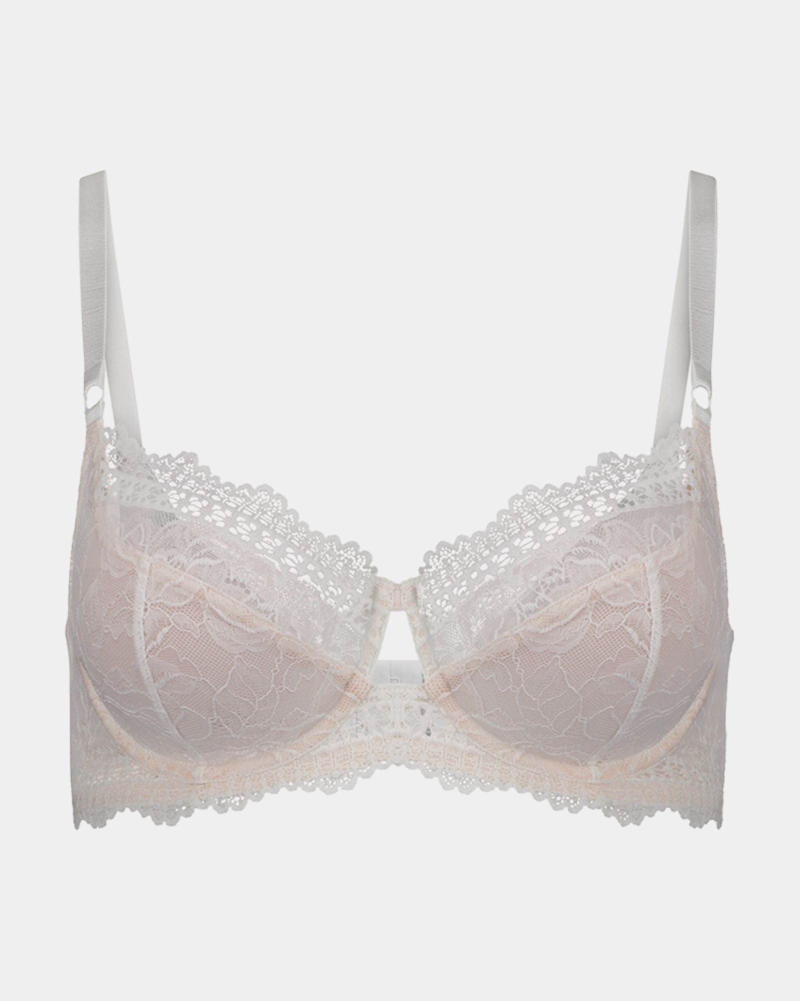 Only Mine Underwire Bra in WHITE. Flat lay front view