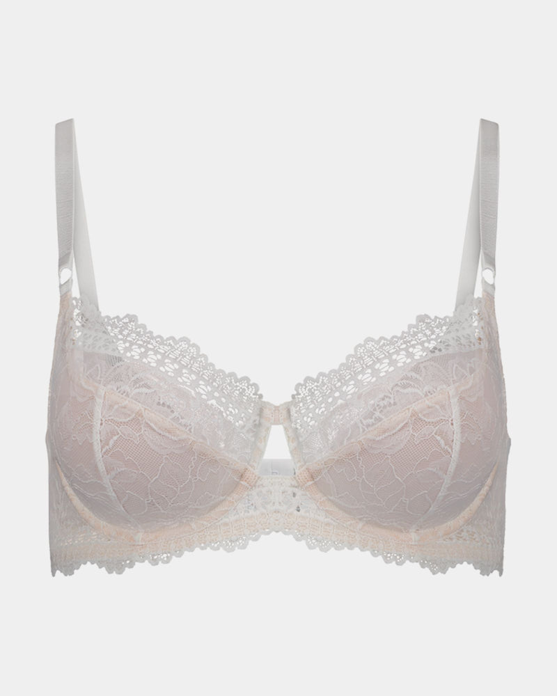 Only Mine Underwire Bra in WHITE. Flat lay front view