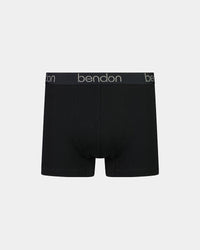 Cotton Texture Mens Trunk in BLACK. Flat lay front view