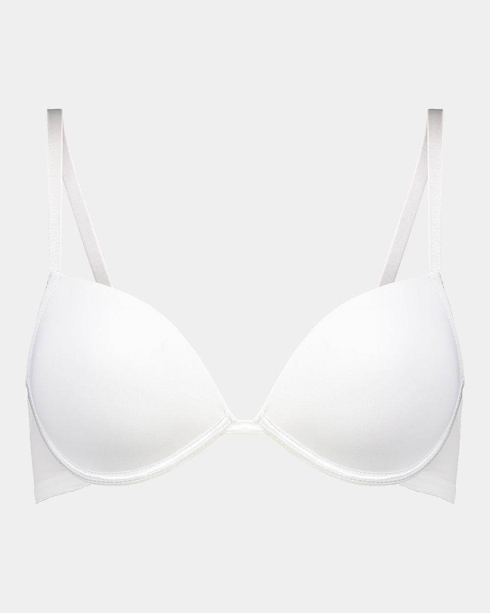 Model wears Body Basics Contour Bra in WHITE. On body front view