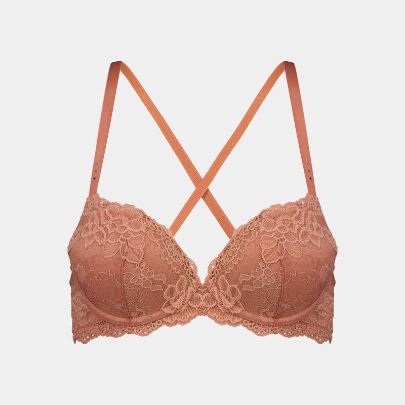 My Fit Lace Push Up Bra in CINNAMON. Feature shot