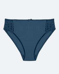 Coral High Cut Brief in REFLECTING POND. Flat lay front view