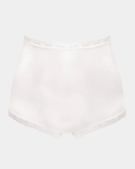 Nylon Tricot Full Brief in WHITE. Flat lay front view