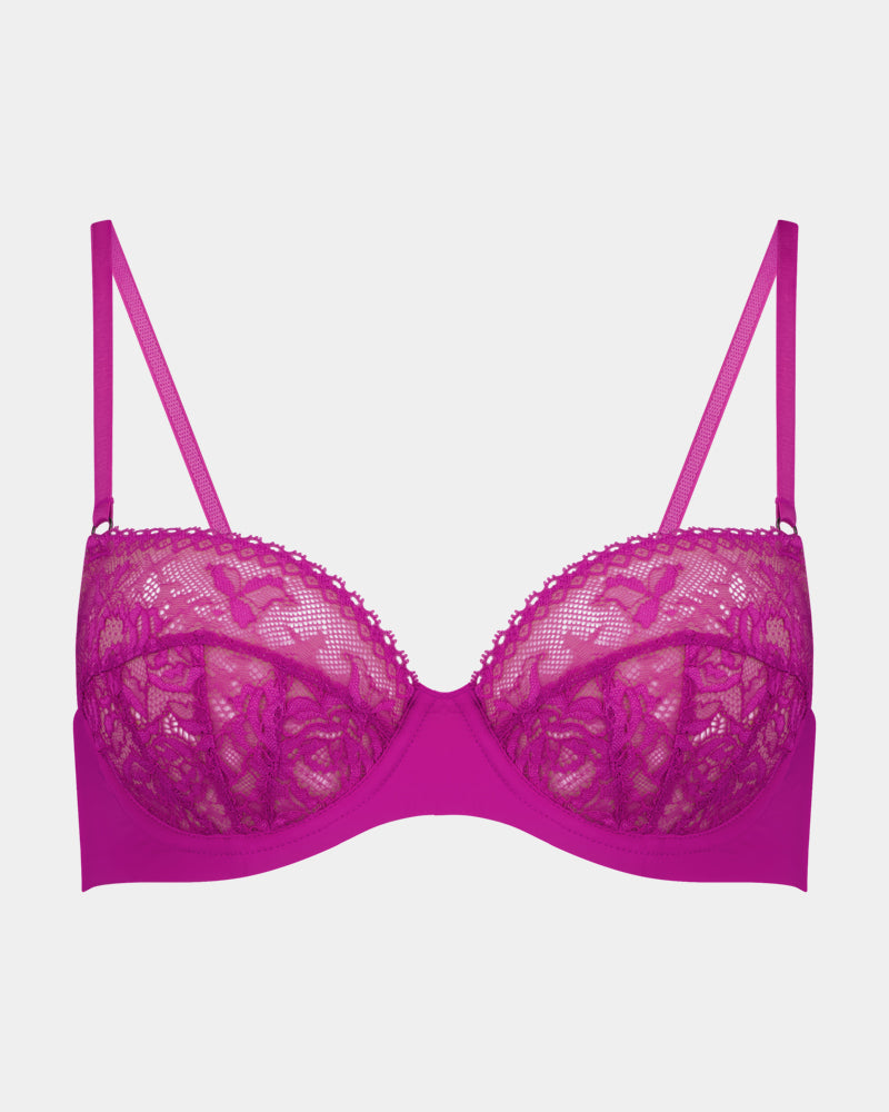 Inspire Me Underwire Bra in FANTASY FUCHSIA. Flat lay front view