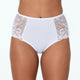 Model wears Embrace Full Brief in WHITE. On body front view