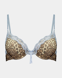 Alessandra Push Up Bra in SKYWAY ANIMAL PRINT. Flat lay front view