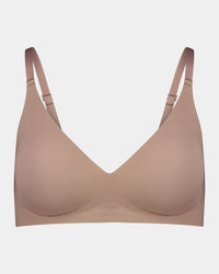 Comfit Collection Wire Free Bra in MOCHA. Flat lay front view