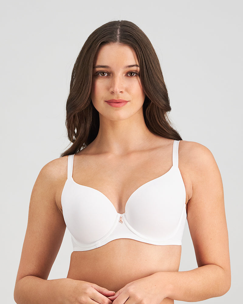 Sculpt Contour Bra in WHITE. Flat lay back view