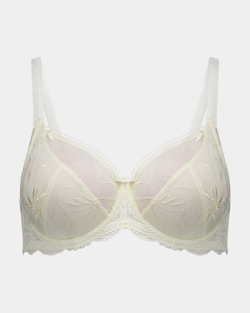 Dreamscape Underwire Bra in EGRET. Flat lay front view