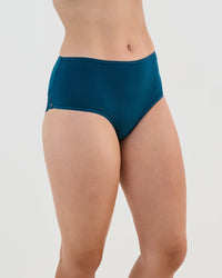 Model wears Cotton And Lace Full Brief in REFLECTING POND. On body side view