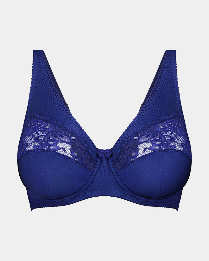 Classic Underwire Underwire Bra in Medieval Blue. Flat lay front view