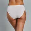 Model wears Body Cotton Bikini Twin Pack in RHUBARB/LINEN. On body back view