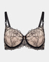 Magnetism Underwire Bra in BLACK/LATTE. Flat lay front view