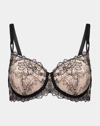 Magnetism Underwire Bra in BLACK/LATTE. Flat lay front view