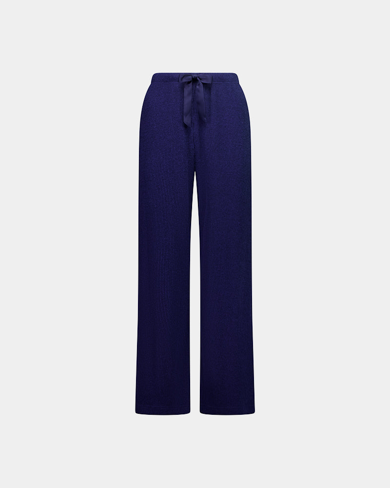 Relaxed Rib Long Pj Pant in NAVY BLAZER. Flat lay front view