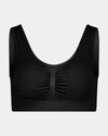 Bendon Essentials Crop Top in BLACK. Flat lay front view