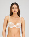 Model wears Dekota Devine Contour Bra in SUGAR. On body front view