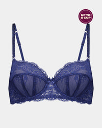 Sofia Underwire Bra in Medieval Blue. Flat lay front view