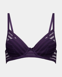 Lola Contour Bra in PURPLE VELVET. Flat lay front view