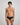 Model wears Cotton Texture Mens Brief in BLACK. On body front view