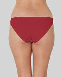 Model wears Clemence Bikini in JESTER RED. On body back view