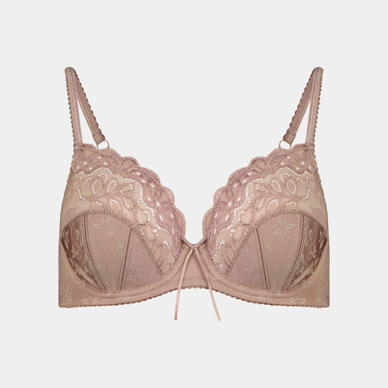 Yvette Underwire Bra in MOCHA. Flat lay front view