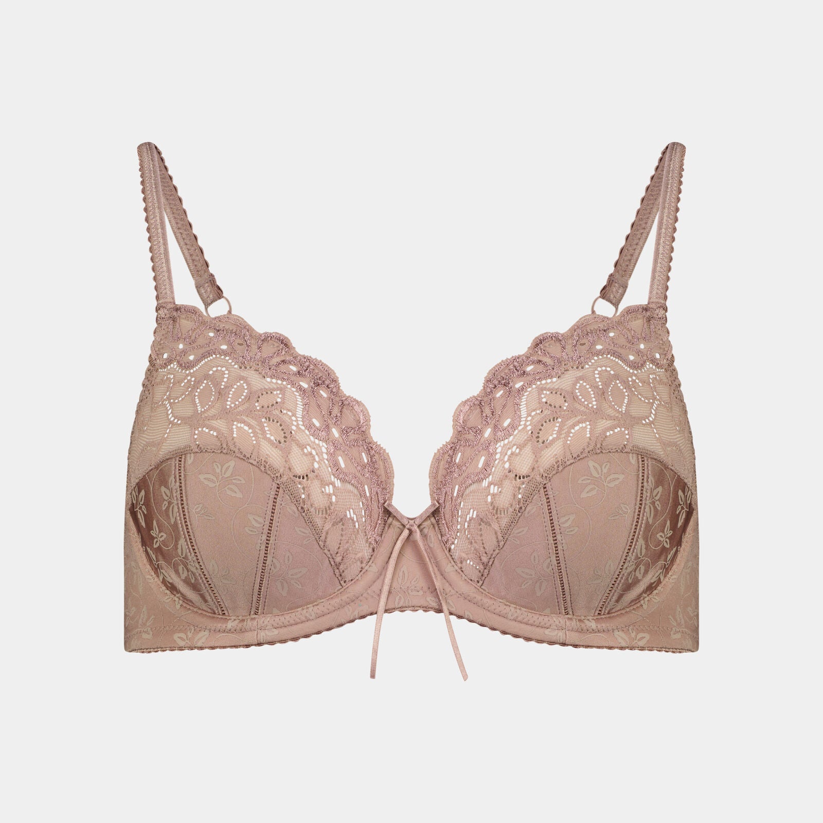 Yvette Underwire Bra in MOCHA. Flat lay front view