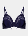 Juliette Underwire Bra in Medieval Blue. Flat lay front view