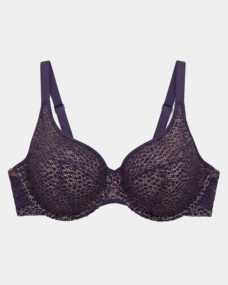 Harbour Underwire Bra in PURPLE VELVET. Flat lay front view