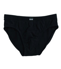 Cotton Stretch Mens Brief in BLACK. Flat lay front view