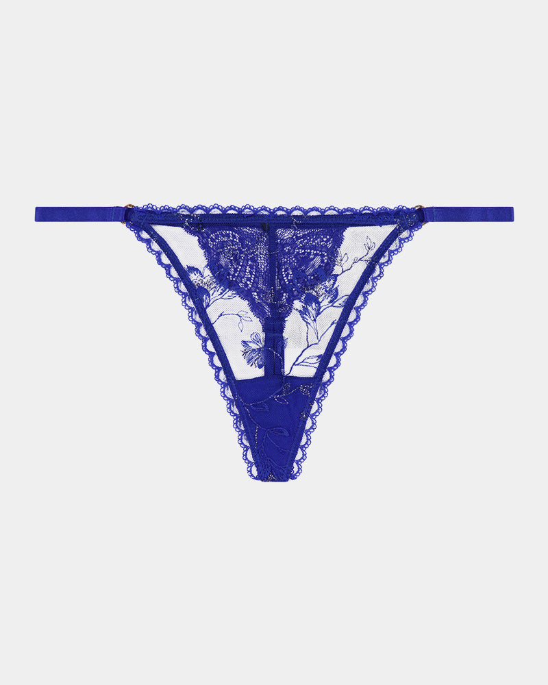 Wild Flower Thong in Surf The Web. Flat lay front view