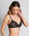 Model wears Delightfully So Bralette in BLACK. On body side view