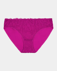 Lacey Bikini in FANTASY FUCHSIA. Flat lay front view