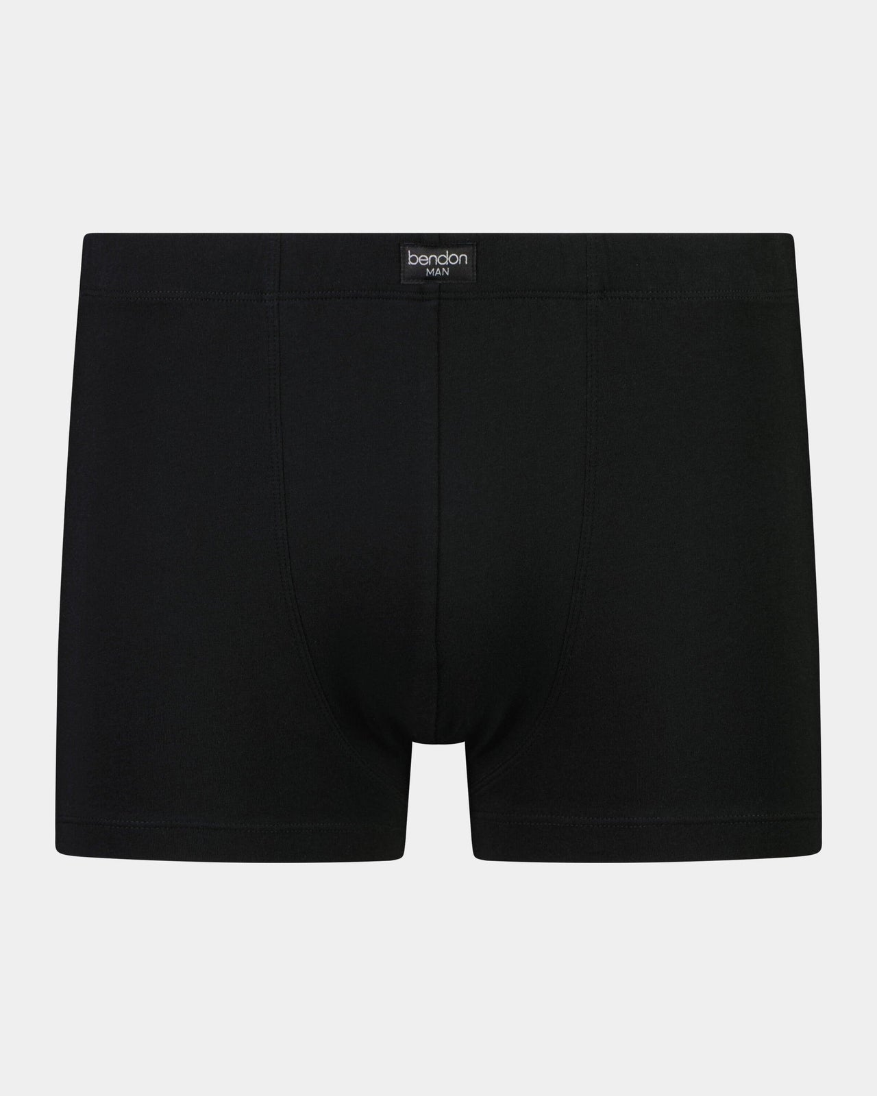 Cotton Stretch Mens Trunk in BLACK. Flat lay front view