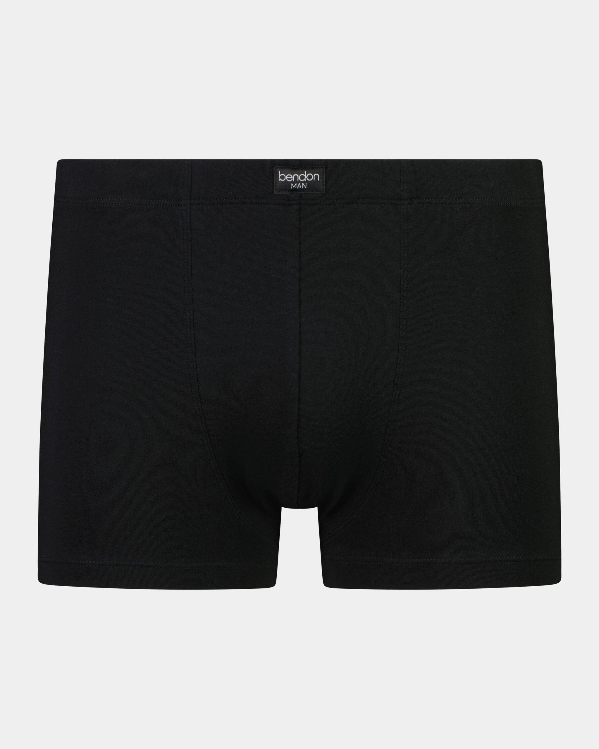 Cotton Stretch Mens Trunk in BLACK. Flat lay front view