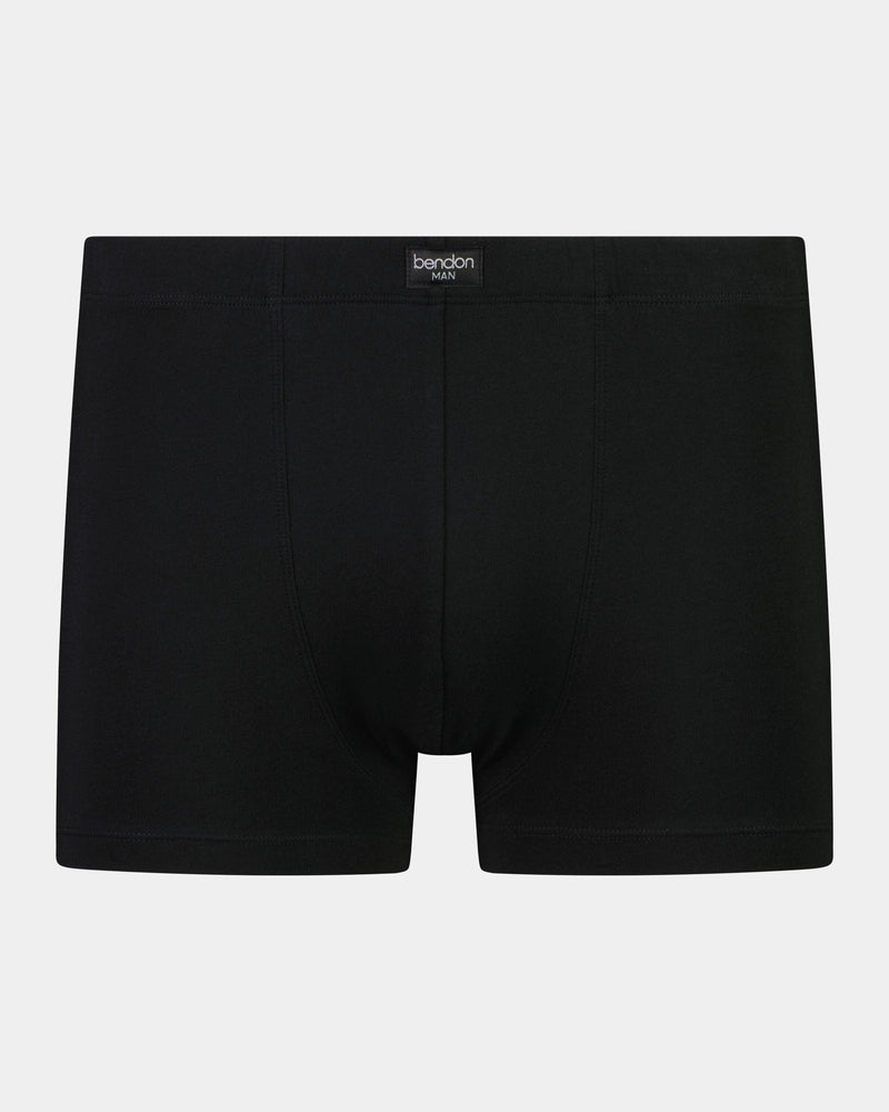 Cotton Stretch Mens Trunk in BLACK. Flat lay front view