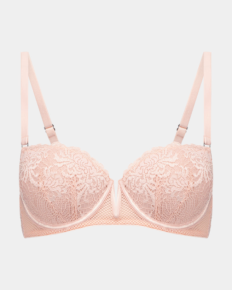 Adoration Contour Bra in SILVER PINK. Flat lay front view