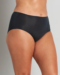 Model wears Au Naturel Full Brief in BLACK. On body side view