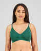 Model wears Comfit Collection Wire Free Bra in RAIN FOREST. On body front view