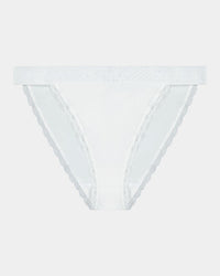 Cotton Logo Tanga in WHITE. Flat lay front view
