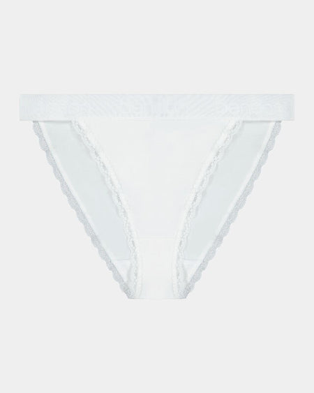 Cotton Logo Tanga in WHITE. Flat lay front view