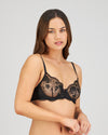 Model wears Romilly Underwire Bra in BLACK. On body side view