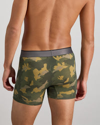Model wears Everyday Active Mens Trunk in KOMBU CAMO. On body back view