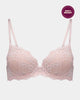 My Fit Lace Push Up Bra in FROSTED PINK. Flat lay front view